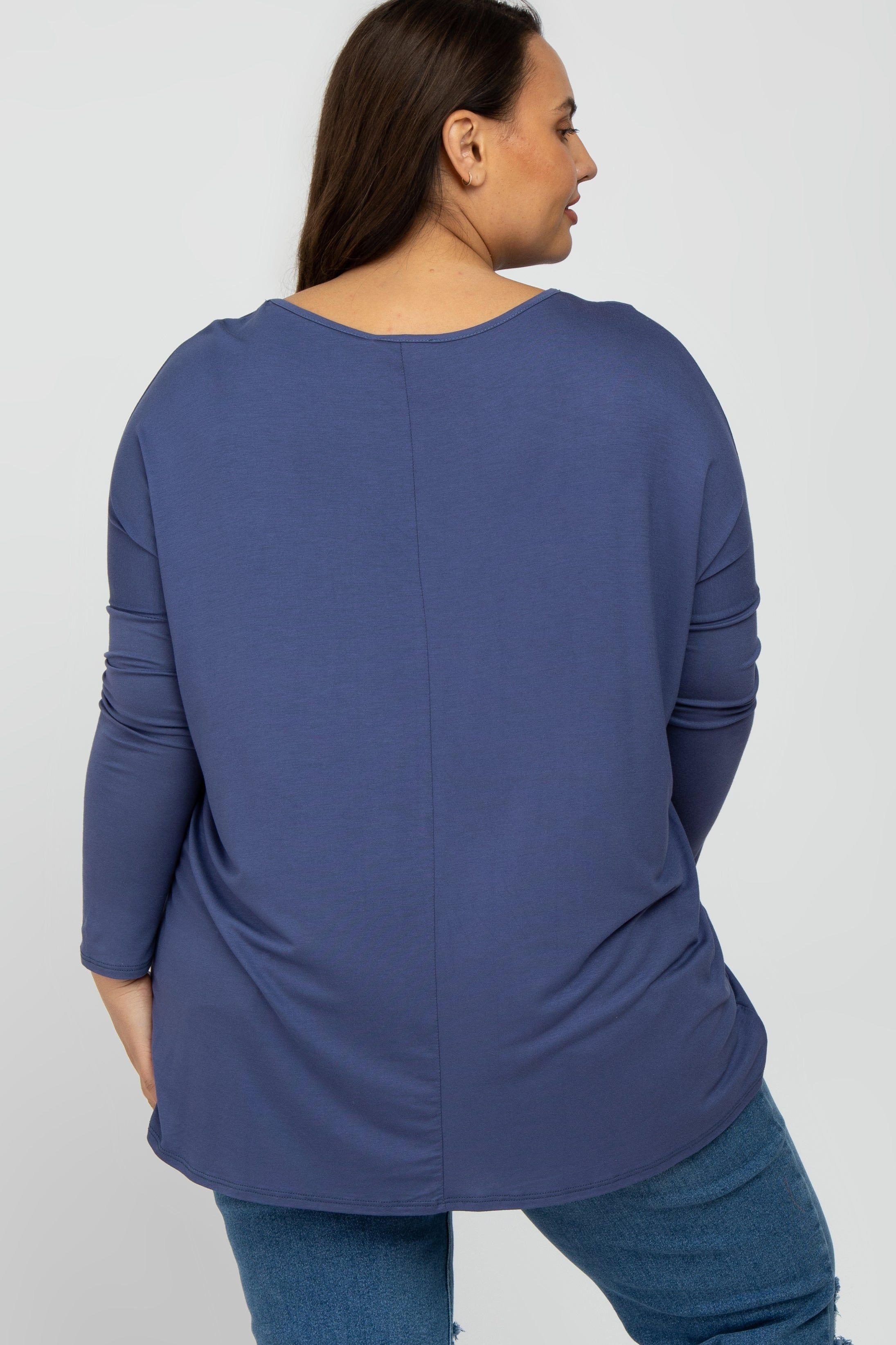 Blue Dolman Long Sleeve Plus Top sold by Pinkblush product image thumbnail 4