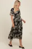 Black Floral Chiffon Ruffle Hem Midi Dress sold by Pinkblush