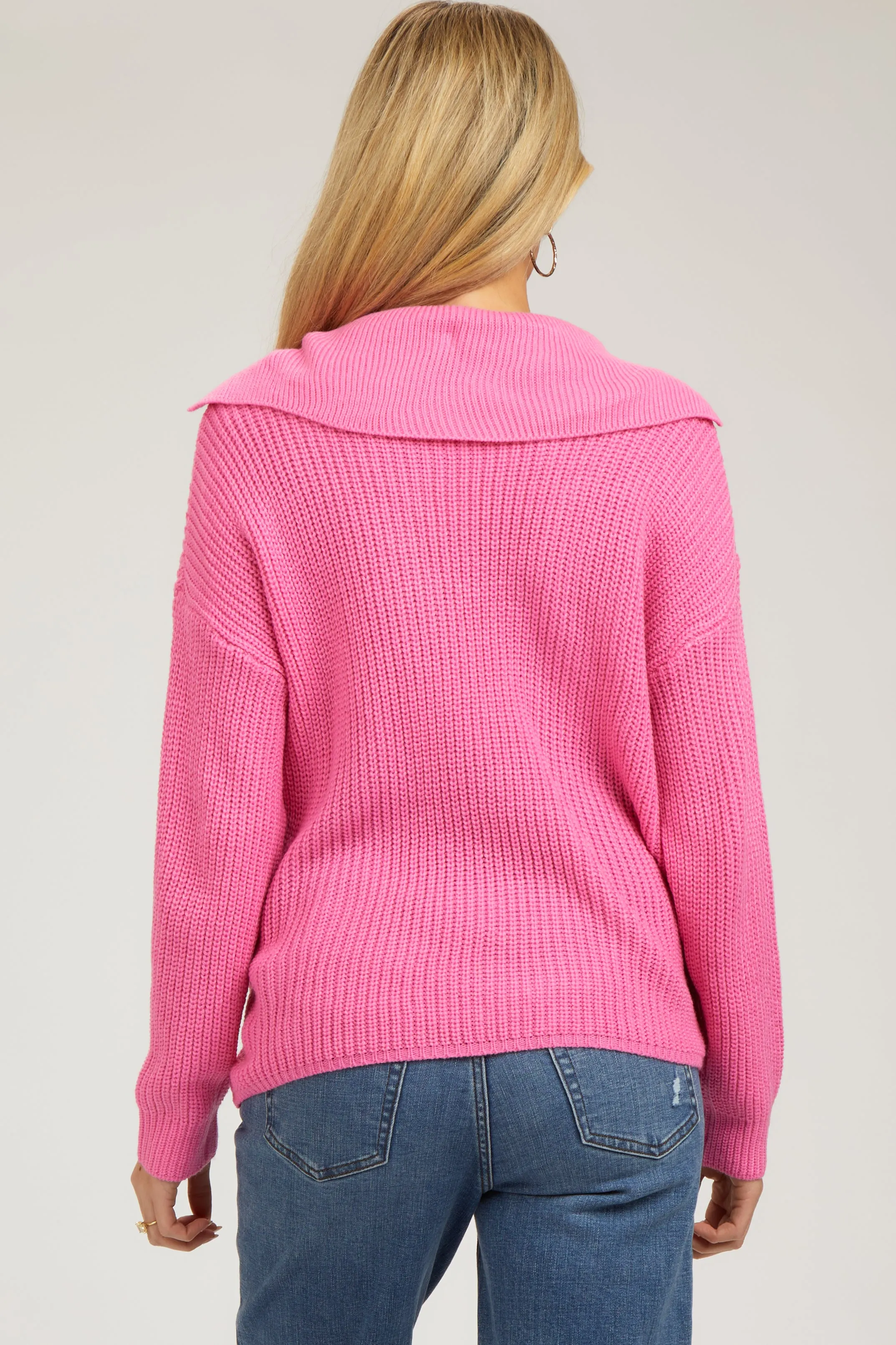 Pink Chunky Knit Front Button Maternity Sweater sold by Pinkblush product image thumbnail 3