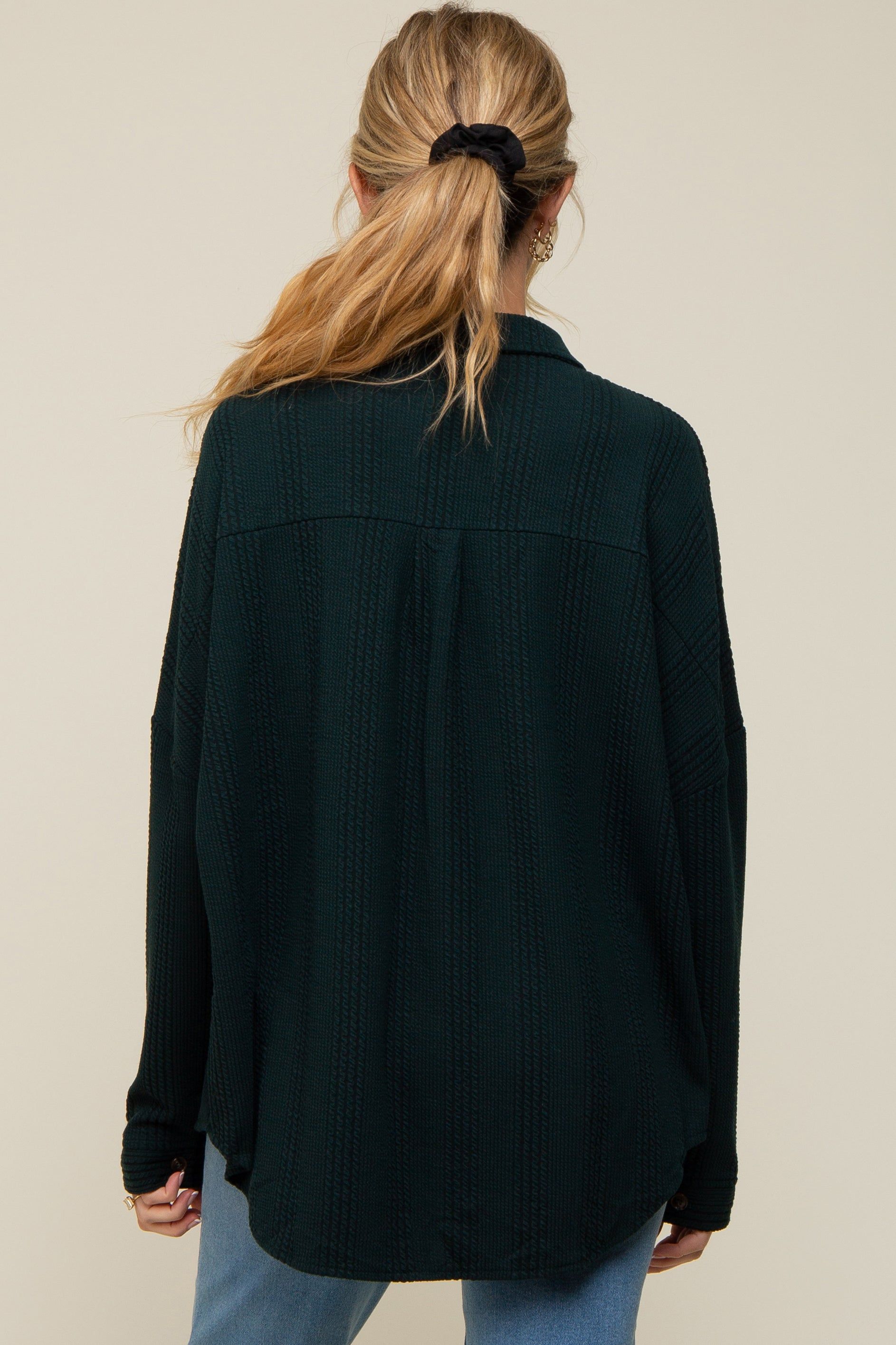 Forest Green Textured Button Front Collared Maternity Top sold by Pinkblush product image thumbnail 3