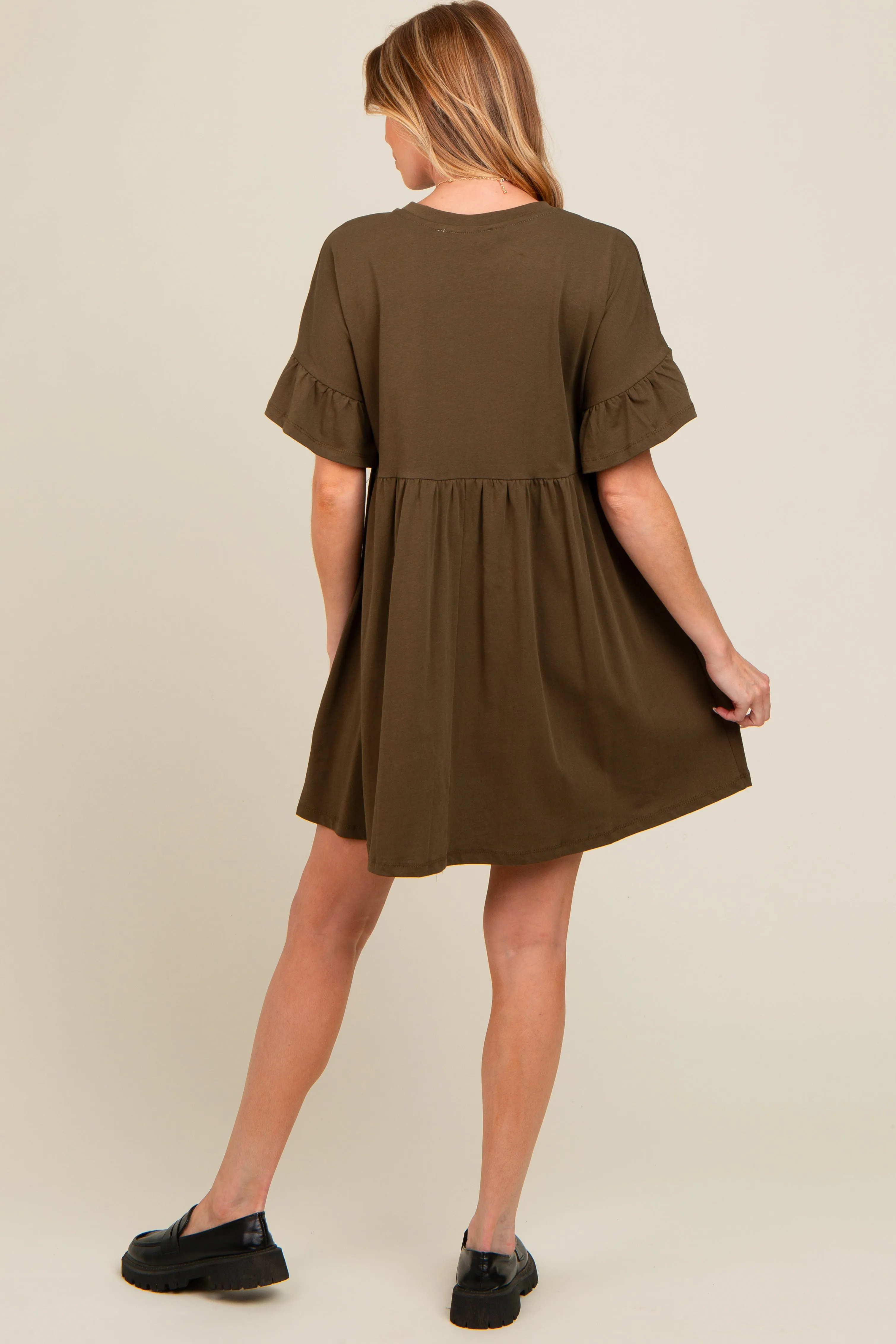Olive Ruffle Sleeve Maternity Dress sold by Pinkblush product image thumbnail 2