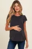 Black Ruffle Short Sleeve Maternity Top sold by Pinkblush