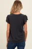 Black Ruffle Short Sleeve Maternity Top sold by Pinkblush