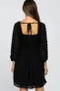 Black Textured Dot Smocked Square Neck Chiffon Maternity Dress sold by Pinkblush