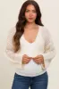 Ivory Open Knit Cropped Maternity Cardigan sold by Pinkblush