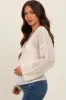 Ivory Open Knit Cropped Maternity Cardigan sold by Pinkblush