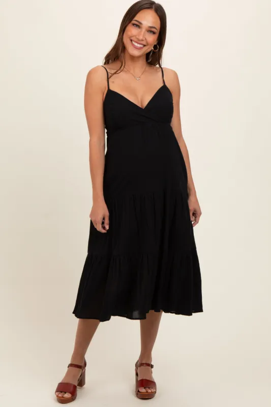Black Sleeveless Maternity Maxi Dress sold by Pinkblush