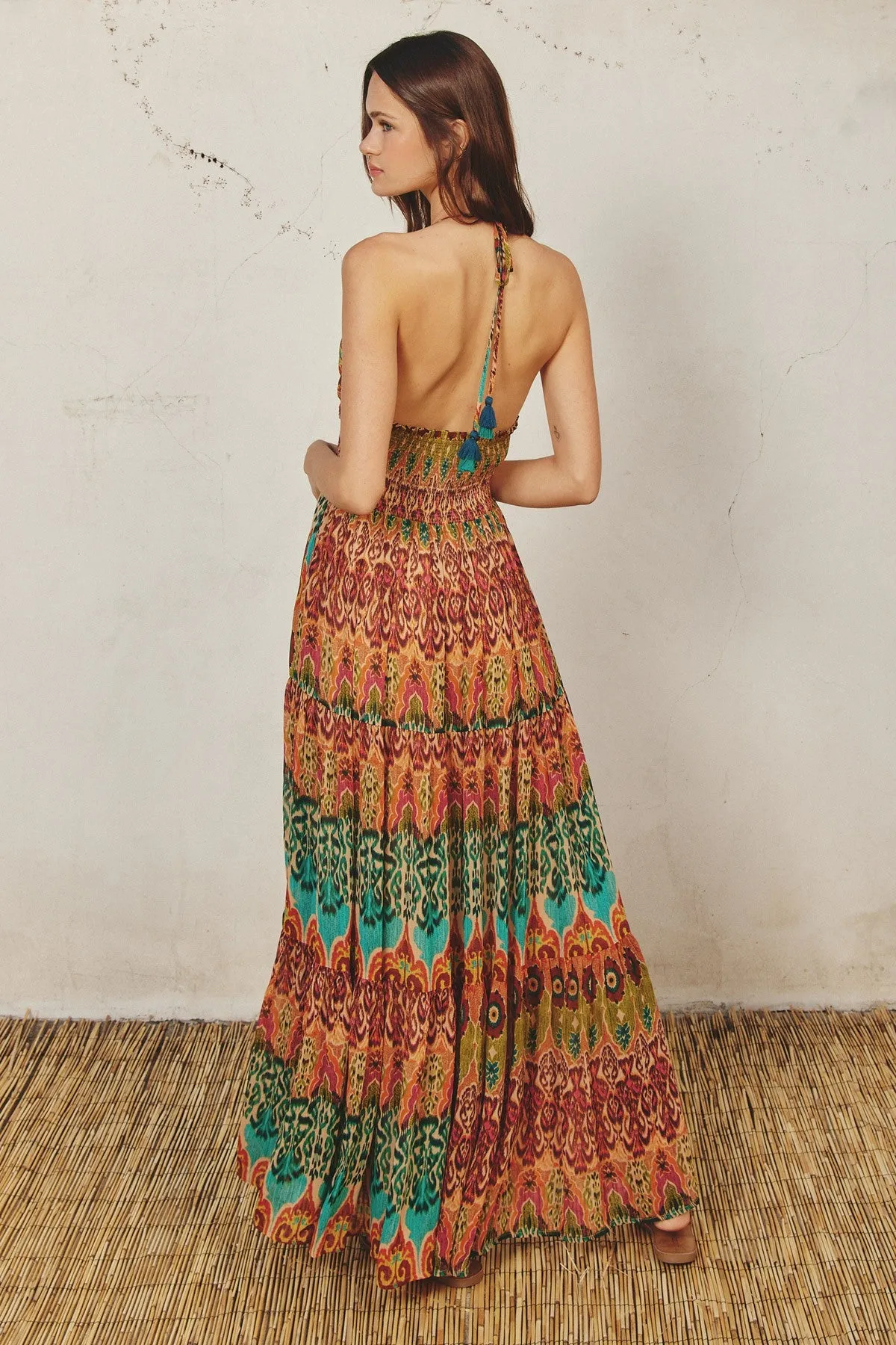 Green Damask Halter Maxi Dress sold by Pinkblush product image thumbnail 3