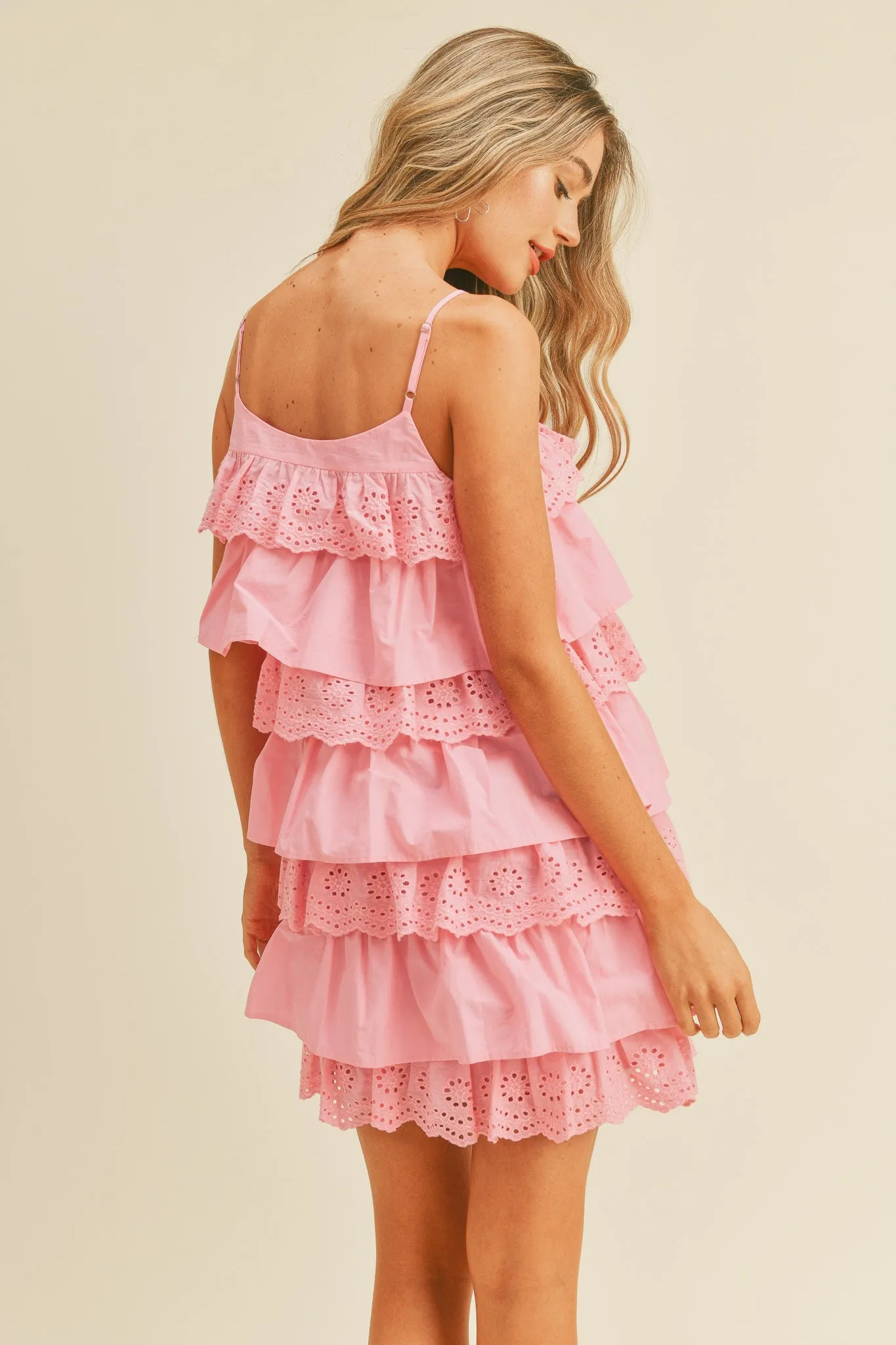 Pink Tiered Layer Mini Dress sold by Pinkblush product image thumbnail 3