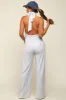 Heather Grey Halter Front Pocket Knit Maternity Jumpsuit sold by Pinkblush