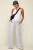 Heather Grey Halter Front Pocket Knit Maternity Jumpsuit sold by Pinkblush