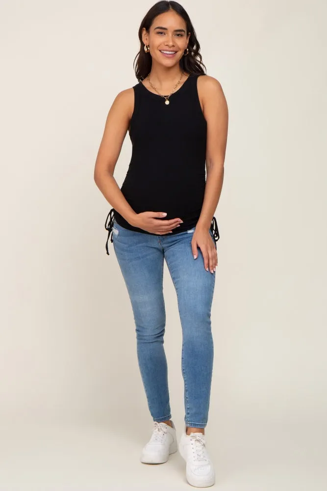 Black Ruched Tie Maternity Tank Top sold by Pinkblush product image thumbnail 5