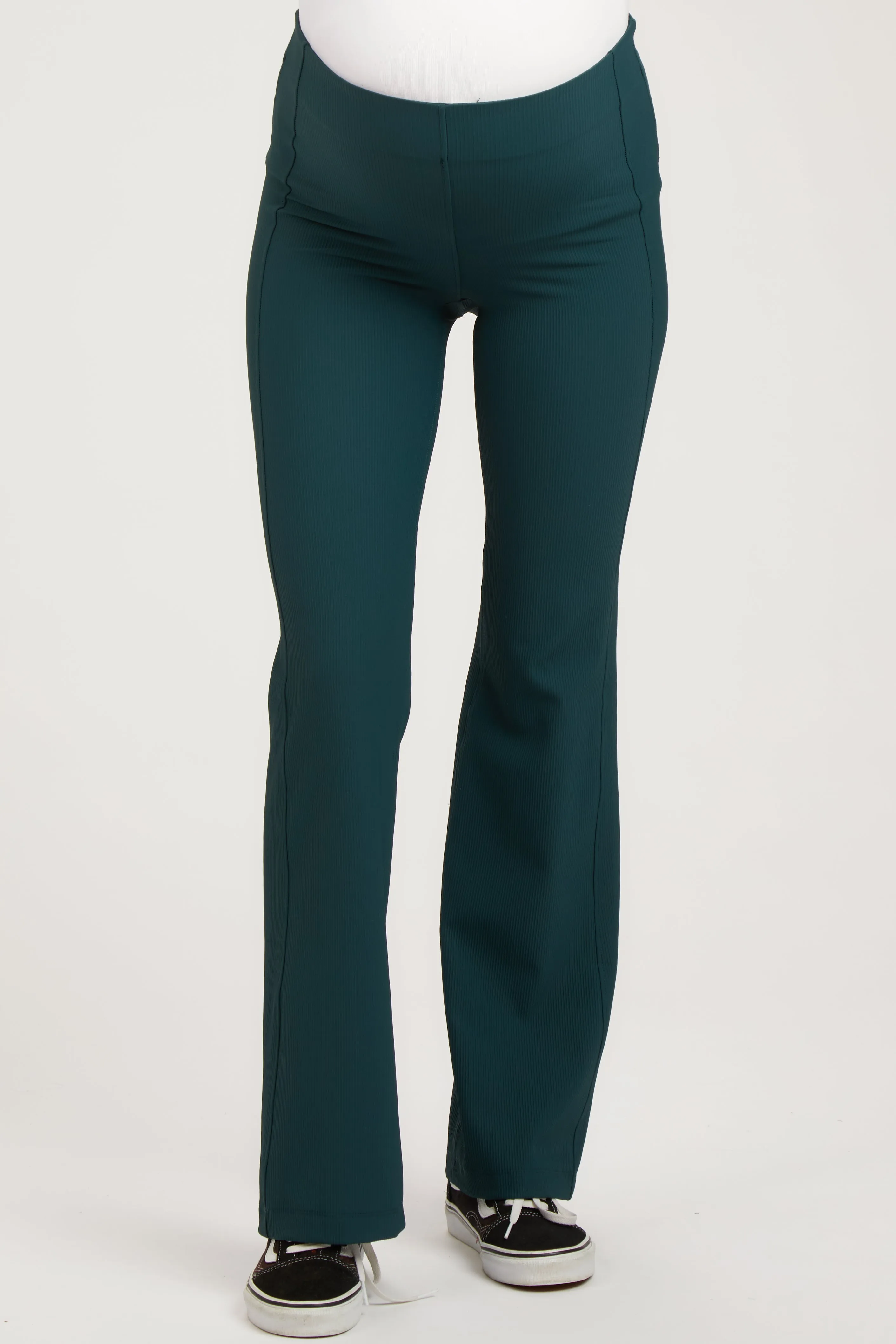 Forest Green Ribbed Maternity Flared Leggings sold by Pinkblush product image thumbnail 3