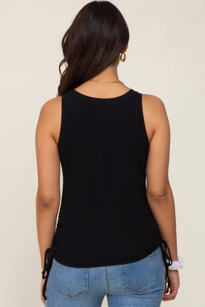 Black Ruched Tie Maternity Tank Top sold by Pinkblush product image thumbnail 3