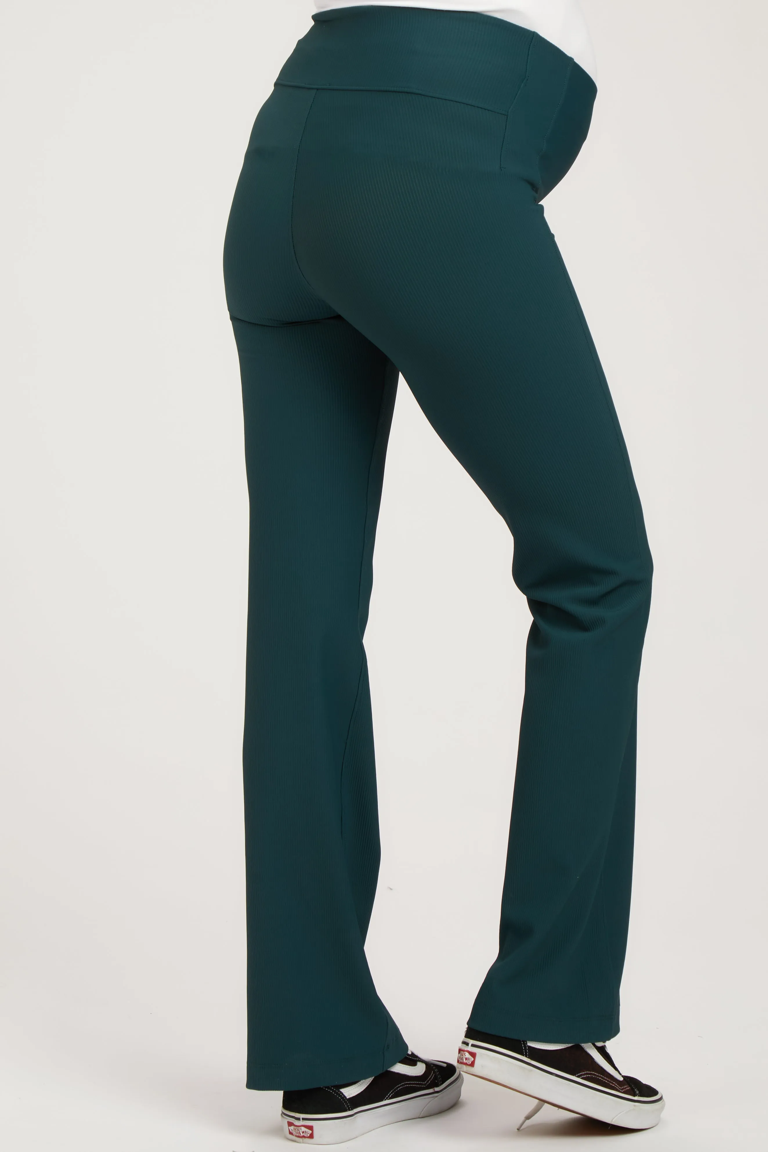 Forest Green Ribbed Maternity Flared Leggings sold by Pinkblush product image thumbnail 5
