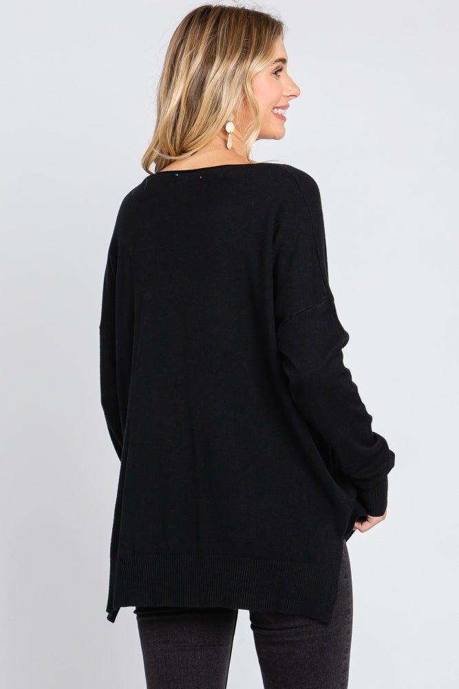 Black Long Sleeve Side Slit Sweater sold by Pinkblush product image thumbnail 3