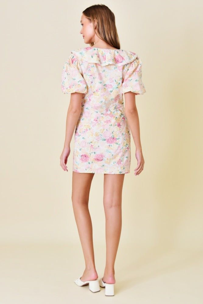 Multi Color Floral Print Collared Mini Dress sold by Pinkblush product image thumbnail 4