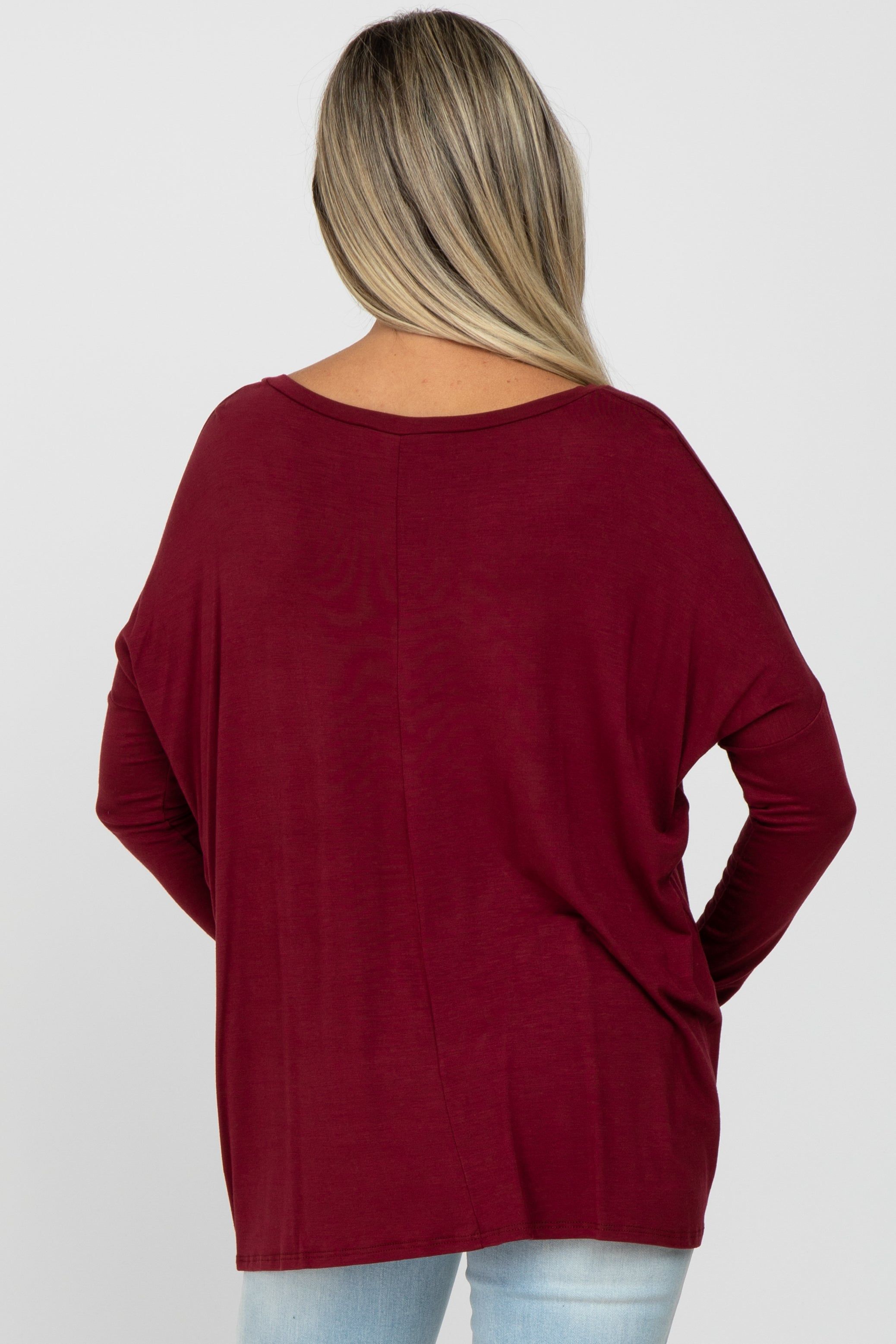 Burgundy V-Neck Maternity Top sold by Pinkblush product image thumbnail 4