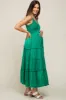 Green Smocked Ruffle Tiered Maternity Maxi Dress sold by Pinkblush