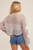 Lavender Heart Pattern Drop Shoulder Open Knit Cardigan sold by Pinkblush