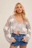 Lavender Heart Pattern Drop Shoulder Open Knit Cardigan sold by Pinkblush