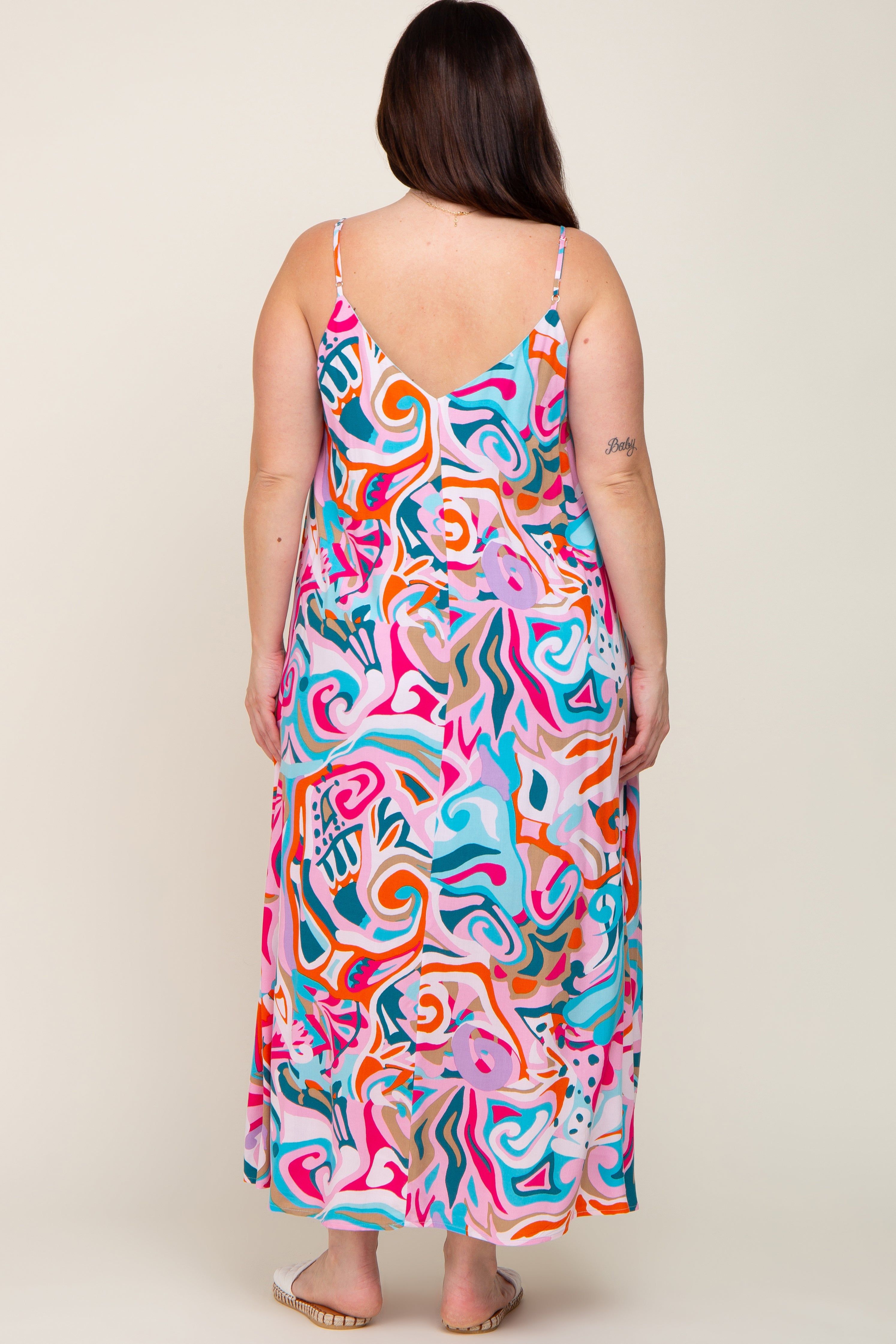 Multi-Color Sleeveless V-Neck Plus Maxi Dress sold by Pinkblush product image thumbnail 3