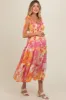 Ivory Floral Smocked Tiered Maternity Midi Dress sold by Pinkblush