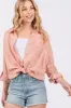 Mauve Striped Fringe Button Down Shirt sold by Pinkblush