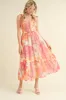 Ivory Floral Smocked Tiered Maternity Midi Dress sold by Pinkblush