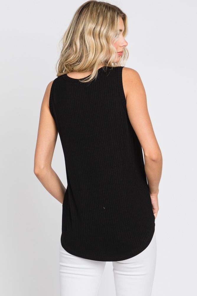 Black Ribbed Front Pocket Tank sold by Pinkblush product image thumbnail 3
