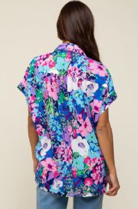 Navy Abstract Floral Button Down Maternity Top sold by Pinkblush