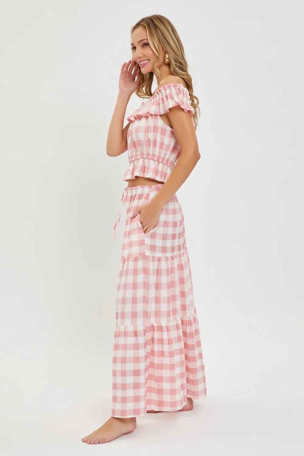 Pink Gingham Maxi Skirt sold by Pinkblush product image thumbnail 2