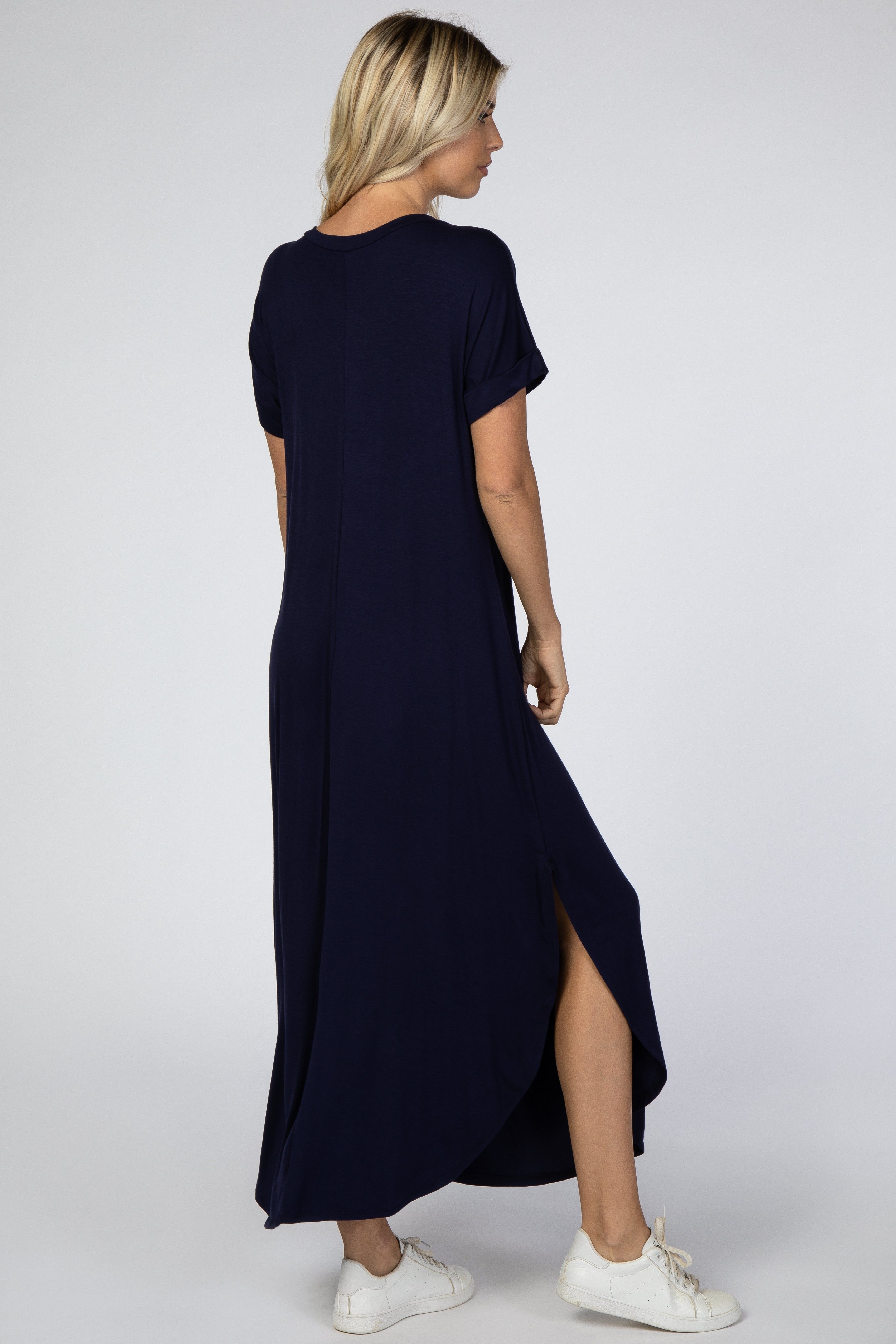 Navy Curved Hem Maxi Dress sold by Pinkblush product image thumbnail 3