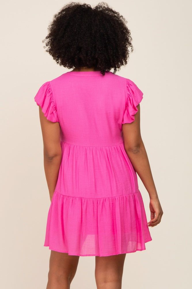 Fuchsia Ruffle Sleeve Tiered Dress sold by Pinkblush product image thumbnail 3