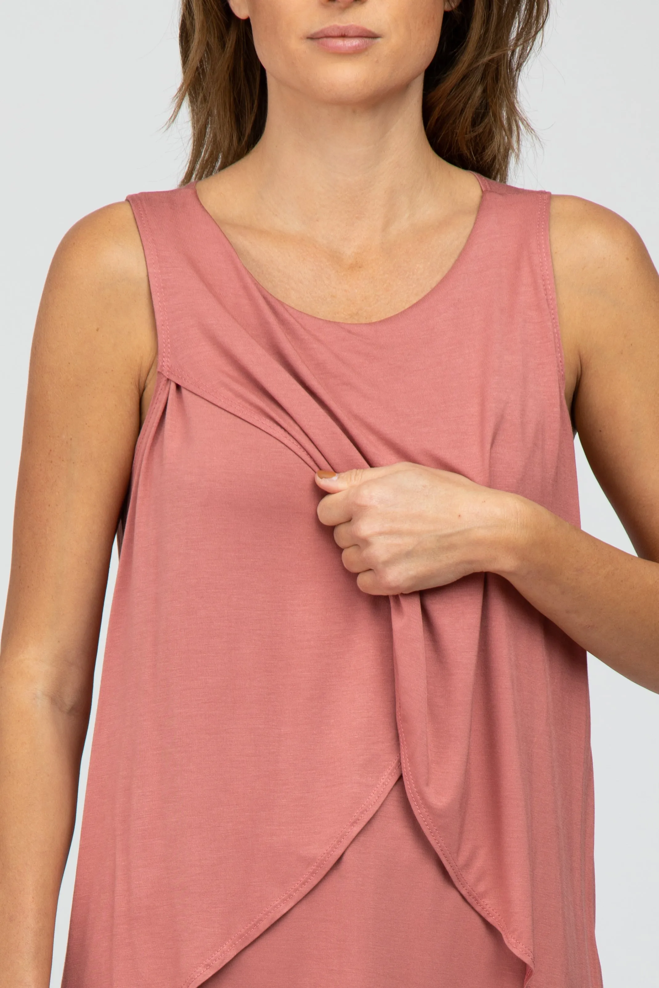 Salmon Solid Sleeveless Nursing Top sold by Pinkblush product image thumbnail 5