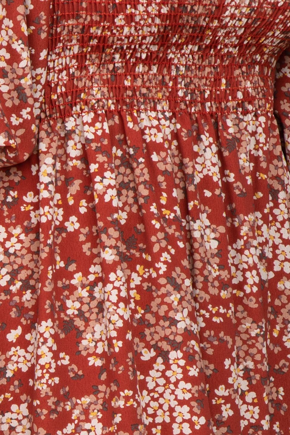 Rust Floral Square Neck Smocked Midi Dress sold by Pinkblush product image thumbnail 5