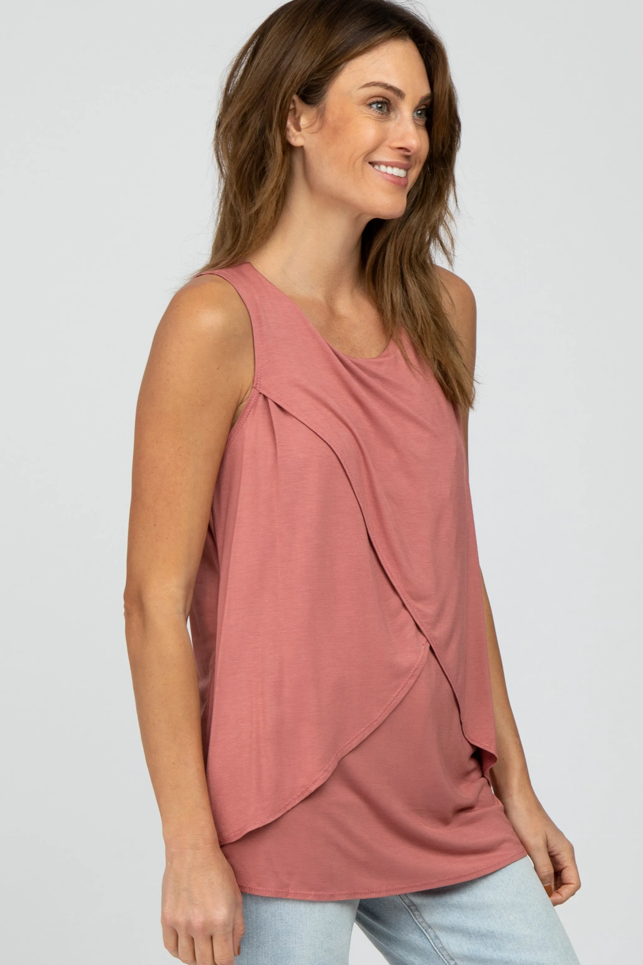 Salmon Solid Sleeveless Nursing Top sold by Pinkblush product image thumbnail 3