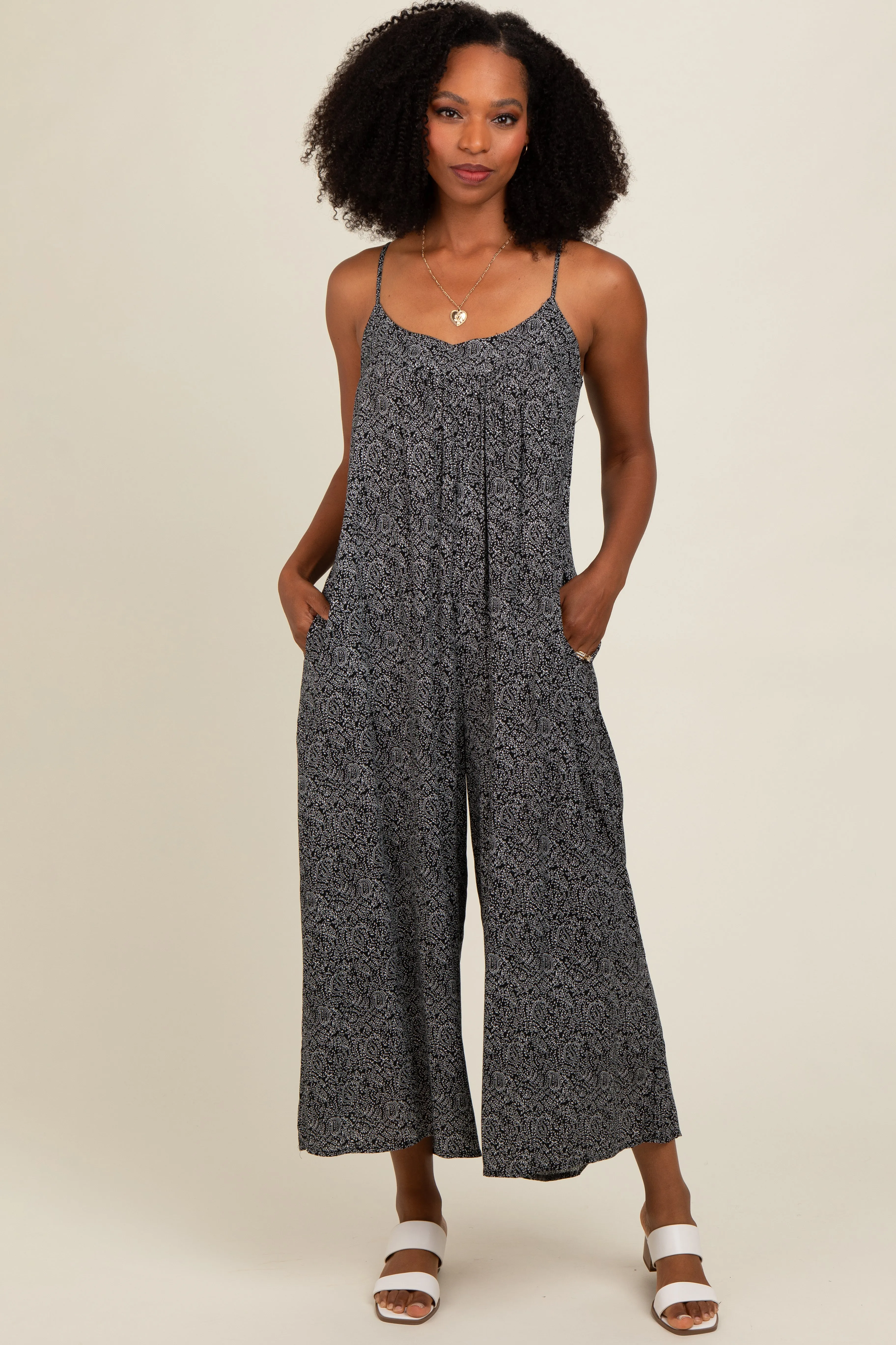 Black Paisley Print Maternity Jumpsuit sold by Pinkblush product image thumbnail 5