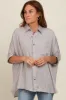 Grey Satin Oversized Shirt sold by Pinkblush