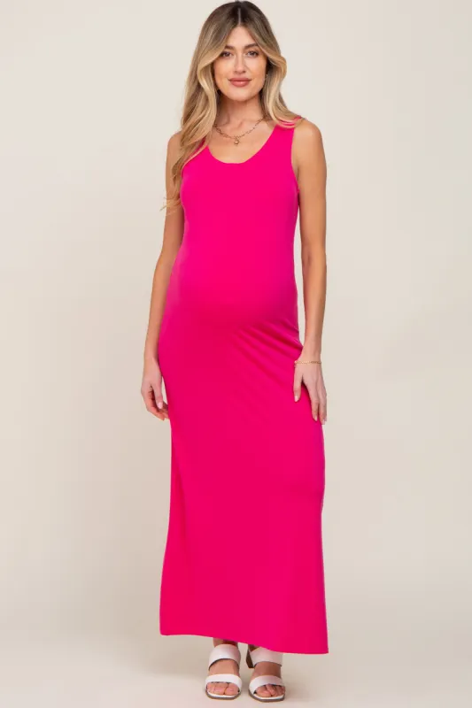 Fuchsia Sleeveless Maternity Maxi Dress sold by Pinkblush