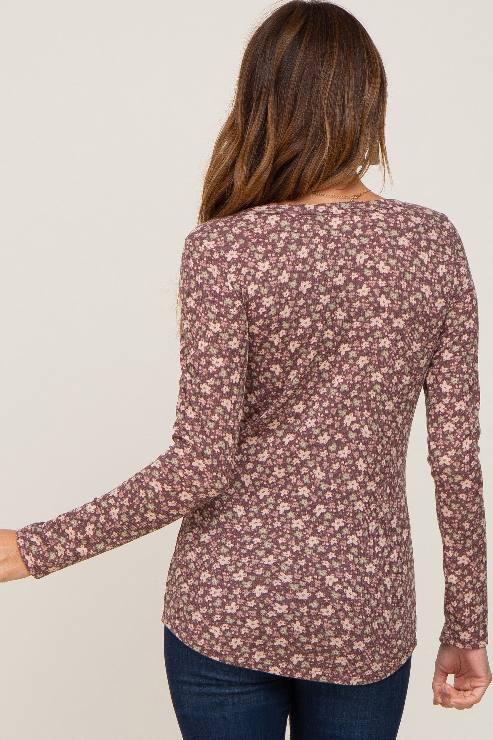 Mauve Floral Henley Top sold by Pinkblush product image thumbnail 3
