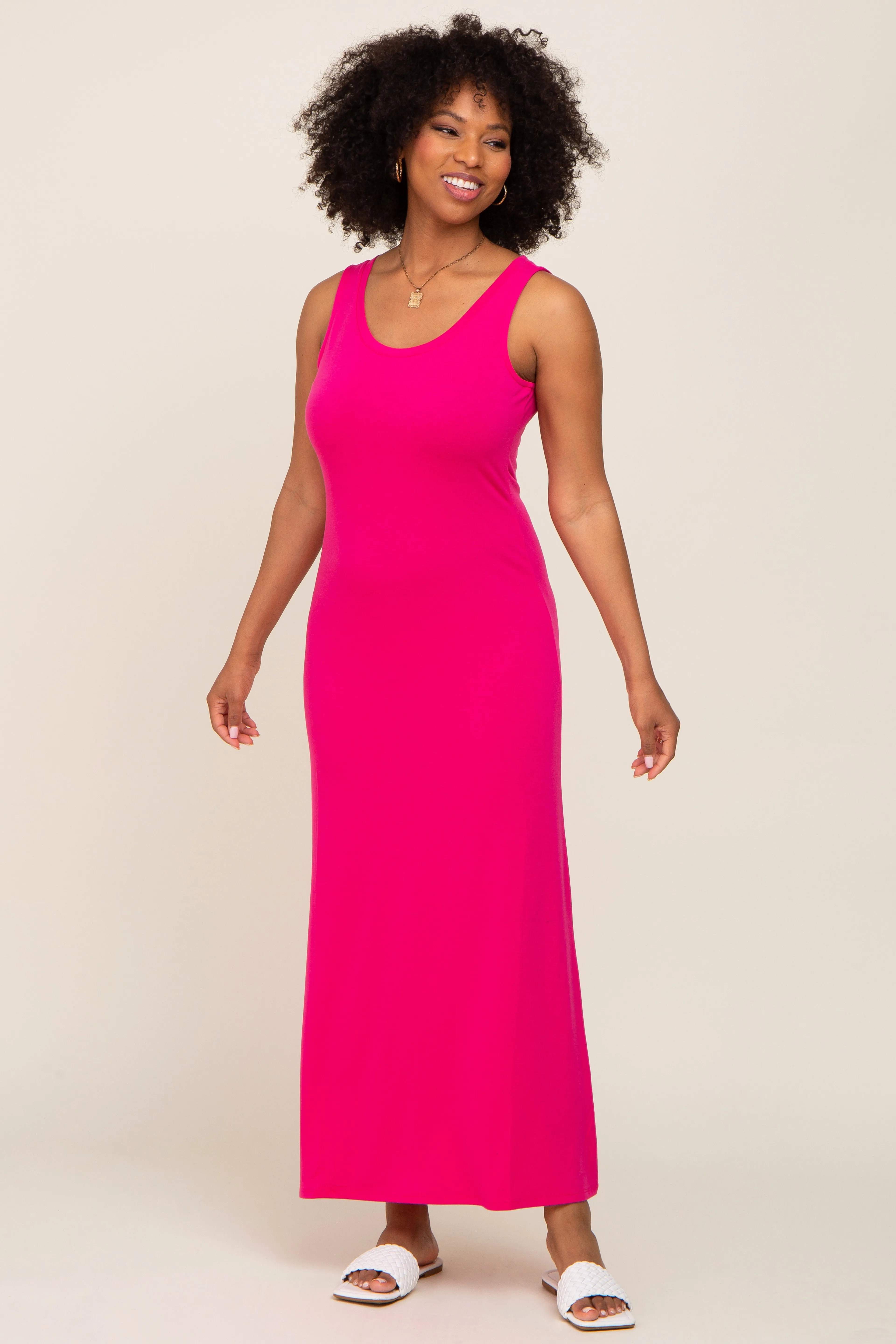 Fuchsia Sleeveless Maternity Maxi Dress sold by Pinkblush product image thumbnail 5