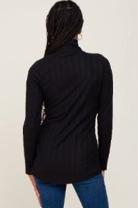 Black Long Sleeve Ribbed Turtleneck Top sold by Pinkblush