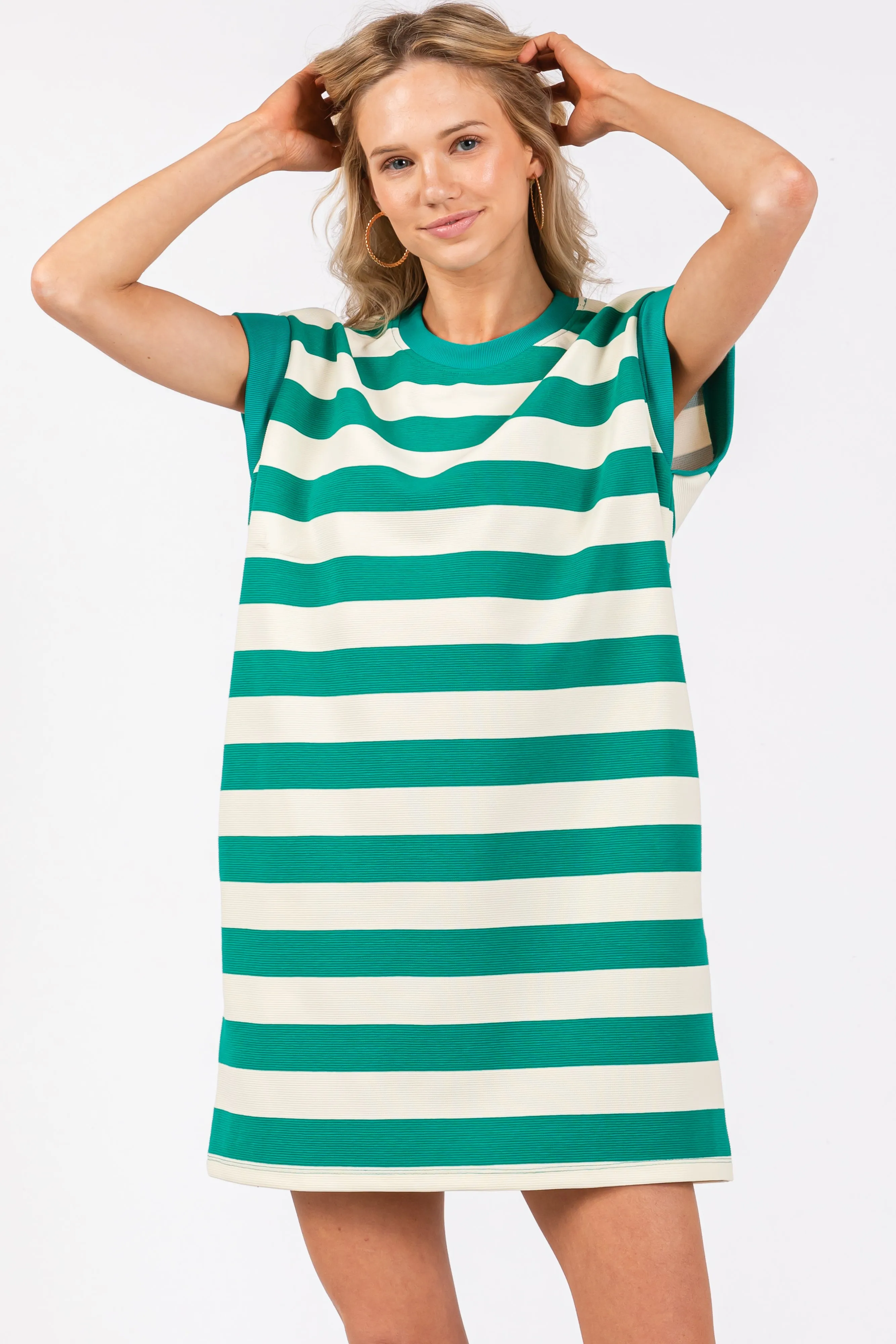 Green Wide Stripe Mini Dress sold by Pinkblush product image thumbnail 2
