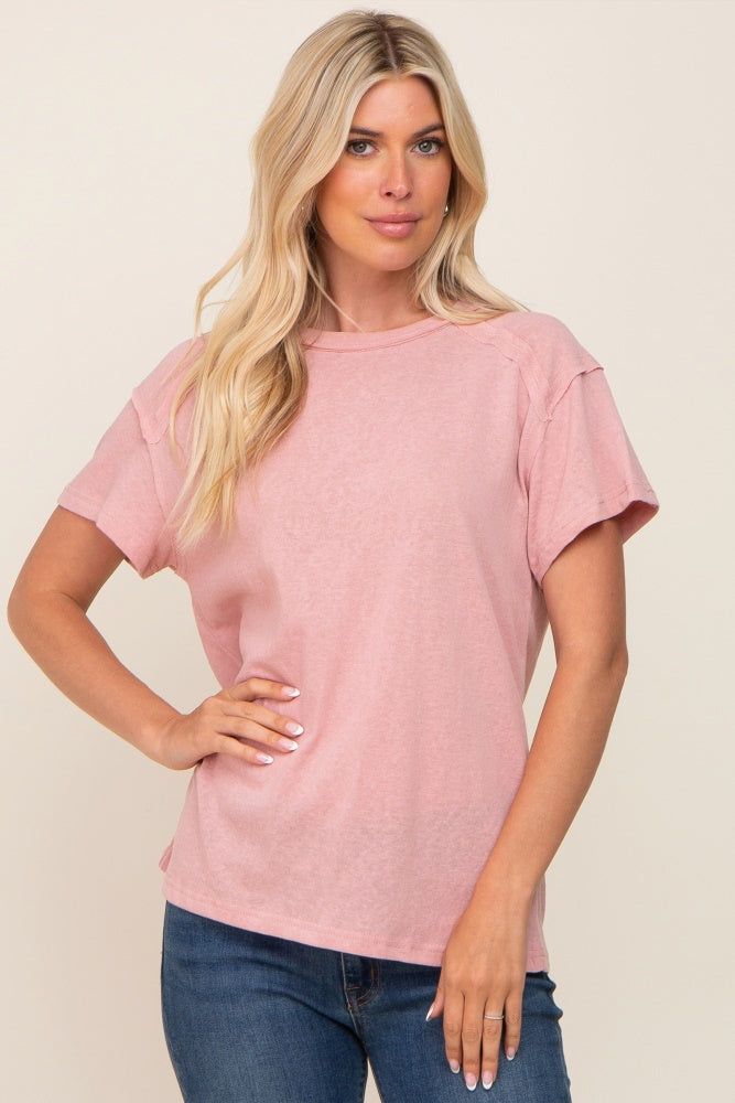 Light Pink Raw Hem Tee sold by Pinkblush