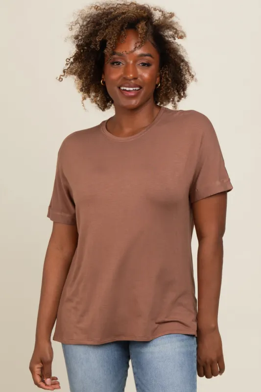 Mocha Relaxed Fit T-Shirt sold by Pinkblush