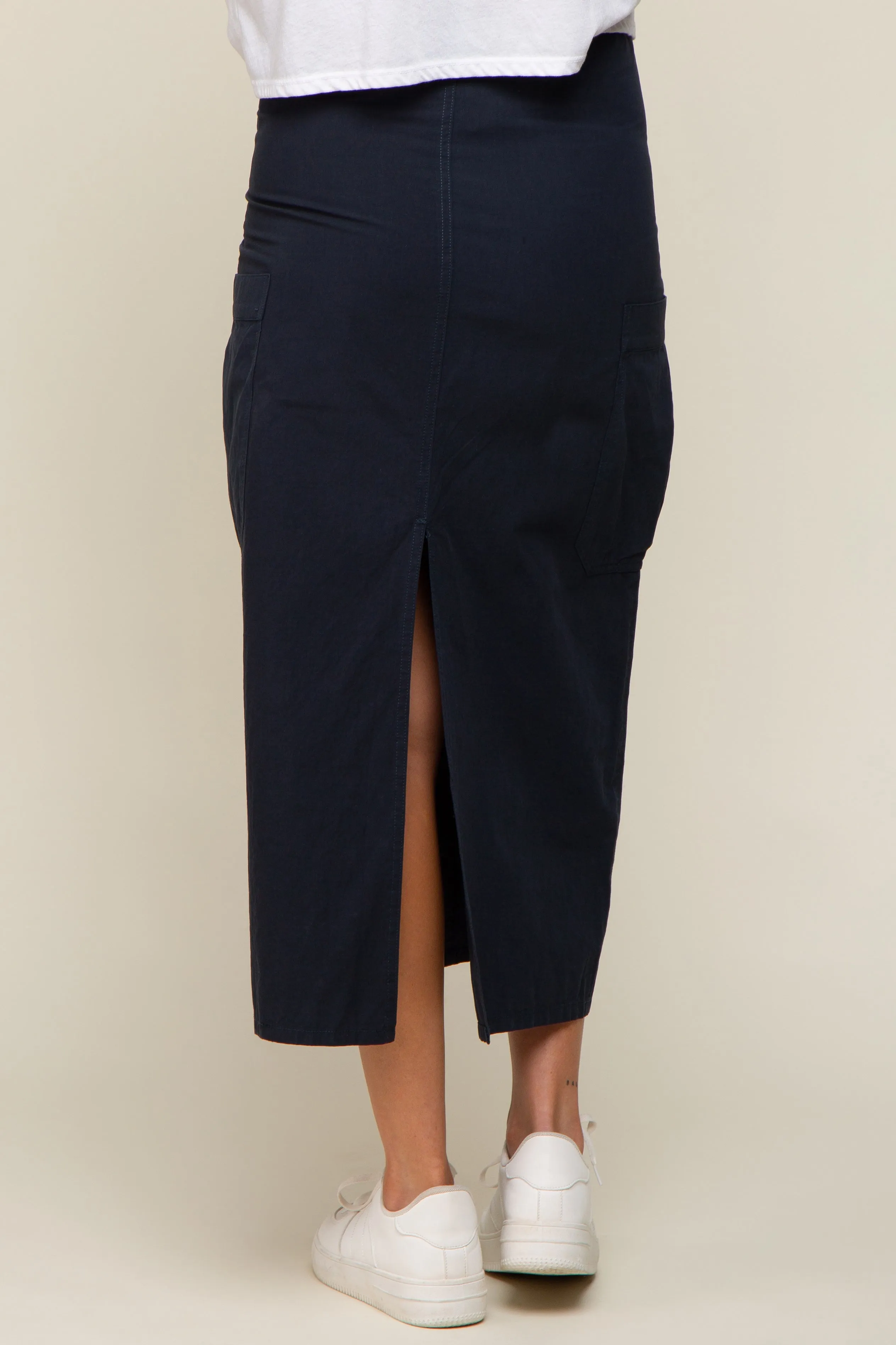 Navy Blue Drawstring Pocket Maternity Maxi Skirt sold by Pinkblush product image thumbnail 5