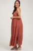 Rust Halter Tiered Maternity Maxi Dress sold by Pinkblush