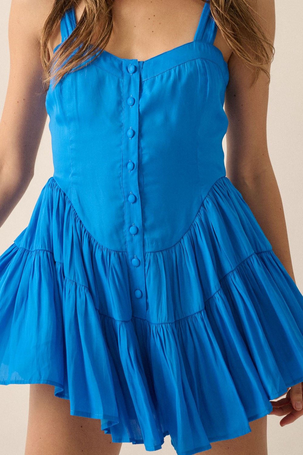 Blue Sweetheart Solid Woven Romper sold by Pinkblush product image thumbnail 5