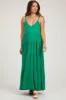Emerald Green Tiered Sleeveless Maternity Maxi Dress sold by Pinkblush